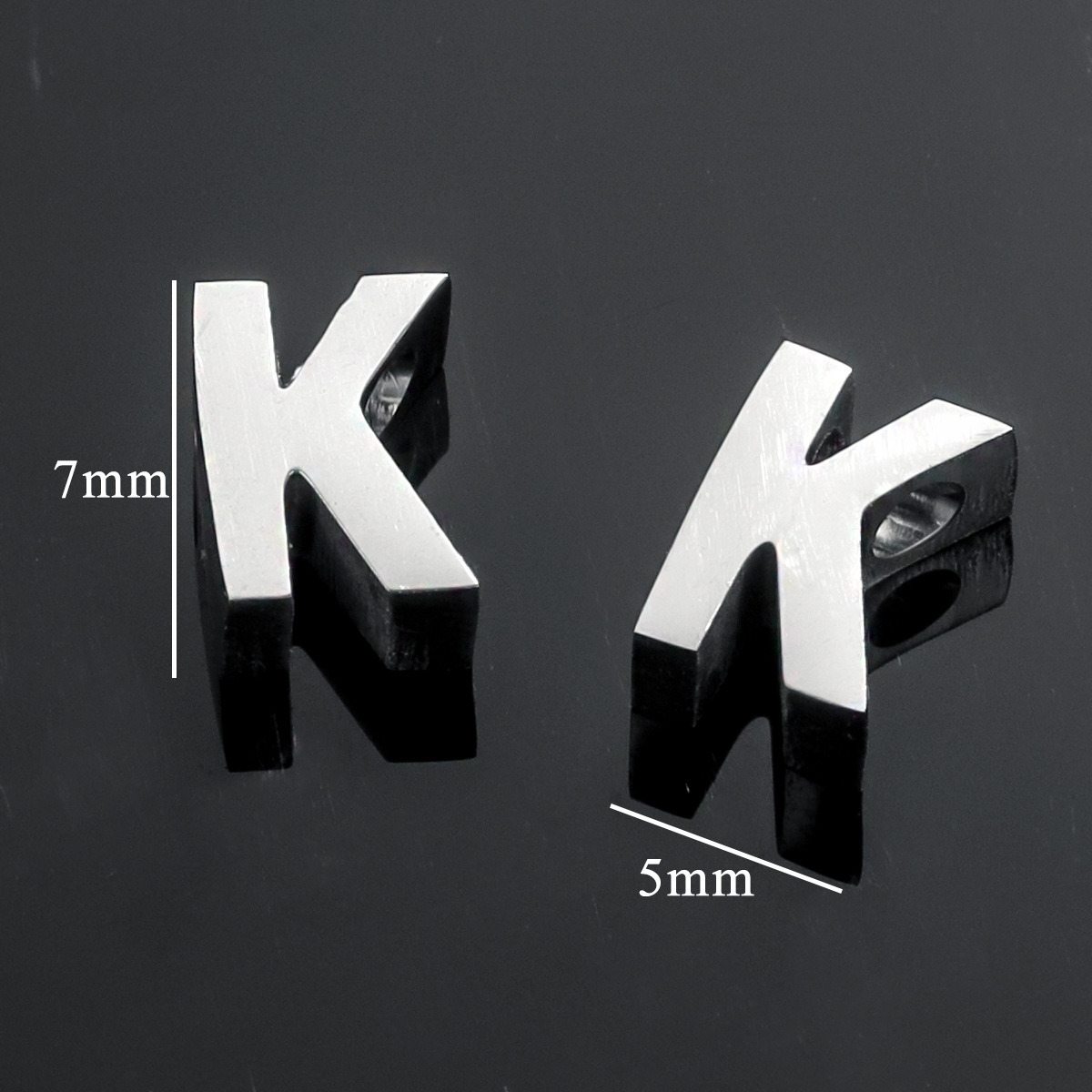 Silver color / 1 Piece Simple Casual Style Letter K Shape Stainless Steel Unisex Pendant Picture11